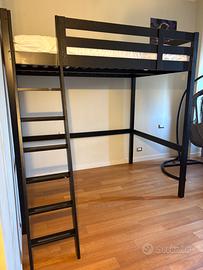 Letto a soppalco in legno massello