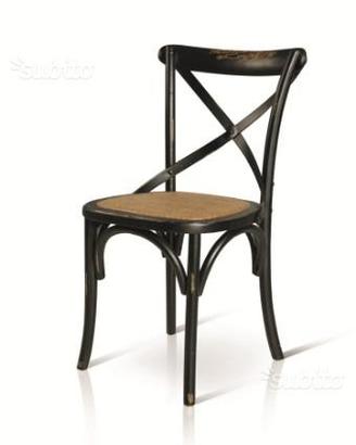 Sedia in legno massello nero anticato