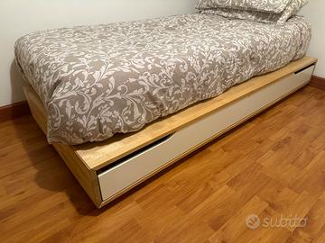 MANDAL struttura letto con cassetti, betulla/bianco, 120x200 cm