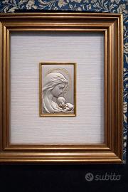 Quadro Madonna con Bambino -Argento 925 e Oro