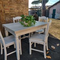 Set completo tavolo e sedie shabby chic 