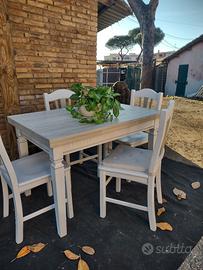 Set completo tavolo e sedie shabby chic 