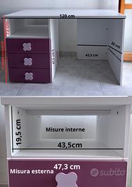 Scrivania + libreria + sedia
