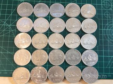 lotto 25 monete argento 500 lire caravelle centena
