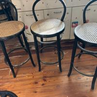 Sgabelli vintage in faggio con sedute in paglia