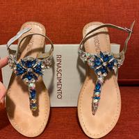 Sandalo infradito gioiello con pietre Rinascimento