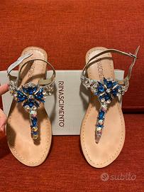 Sandalo infradito gioiello con pietre Rinascimento