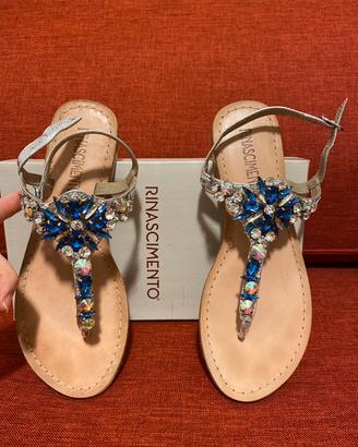 Sandalo infradito gioiello con pietre Rinascimento