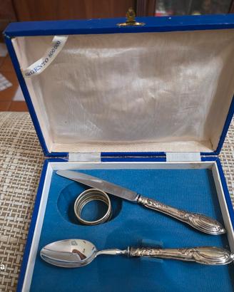 Set Battesimo/Bimbo Vintage in Argento 800 e Lama 