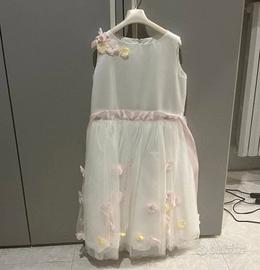 Vestito elegante bambina bianco con fiori
