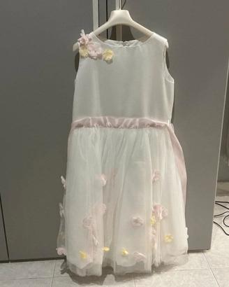 Vestito elegante bambina bianco con fiori