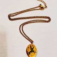 Collana ciondolo colibrì dorato con cristalli