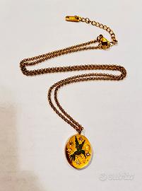 Collana ciondolo colibrì dorato con cristalli