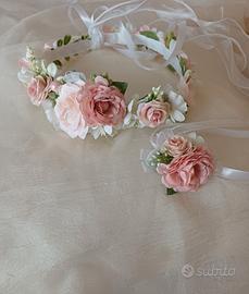 Coroncina e corsage damigella/ prima comunione 