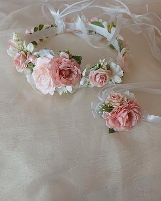 Coroncina e corsage damigella/ prima comunione 
