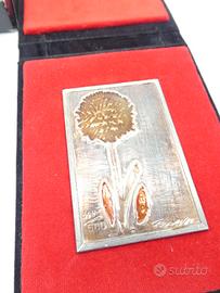 Scultura Argento Puro 1000 Sterlizia Placca 89gr