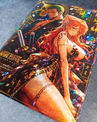 Poster adesivo One piece Zoro Nami holo vinyl