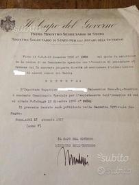 1927-bella firma MUSSOLINI CAPO GOV.-MIn. INTERNO