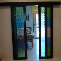 Porta scorrevole 2 ante con 10 vetri Murano 40x40