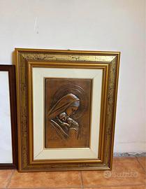Quadro Madonna con Bambino in ottone