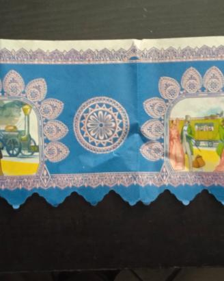 Antico pannello in carta per teatrino marionette 