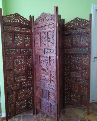 Paravento, separè,divisorio in legno stile india