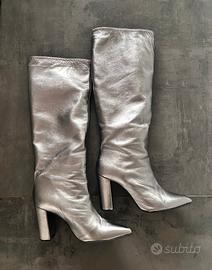 Stivali grigio argento Ovyé n.36 al ginocchio