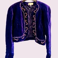 Giacca coprispalle in velluto viola con perline