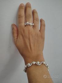 Parure bracciale+anello fatti a mano, regolabili