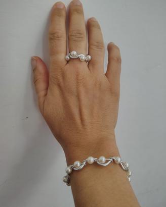 Parure bracciale+anello fatti a mano, regolabili