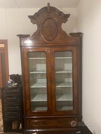 Vetrina Libreria Antica Fine '800 in Noce