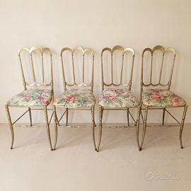 Set 4 sedie vintage Chiavarina ottone dorato