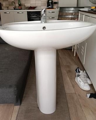 lavandino con colonna, miscelatore e piletta di sc