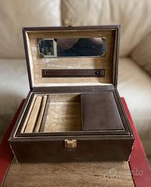 Bauletto beauty case vintage in pelle marrone