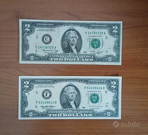 2 banconote da 2 dollari