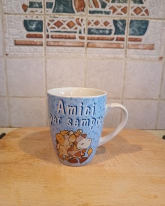 Tazza mug azzurra "Amici per sempre" con mucchette