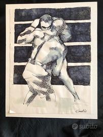 Disegno Originale Pugili Boxe
