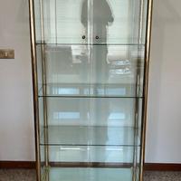 Vetrina / cristalliera   in ottone e vetro