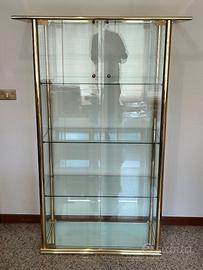 Vetrina / cristalliera   in ottone e vetro