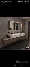 mobile bagno lunghezza 210 cm  top in corian