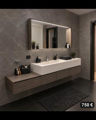 mobile bagno lunghezza 210 cm  top in corian