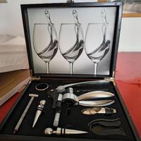 Set accessori vino completo con cavatappi a leva –