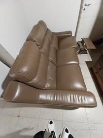  Divano 3 Posti in VERA PELLE con 2 Sedute Relax 