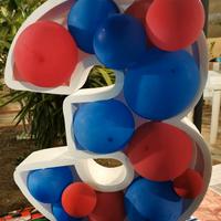 Numero 3 portapalloncini per festa altezza 60 cm.