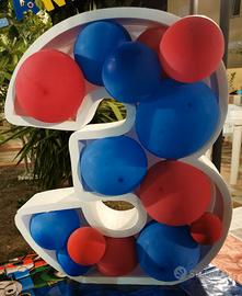 Numero 3 portapalloncini per festa altezza 60 cm.