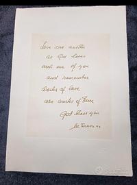Madre Teresa di Calcutta rara citazione autografa.