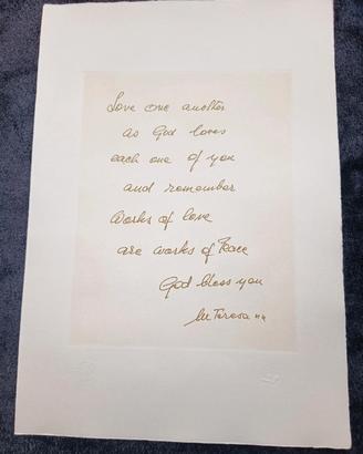Madre Teresa di Calcutta rara citazione autografa.