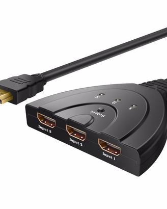 Switch HDM 3 porte, con cavo, 3D, 1080p, HD Audio