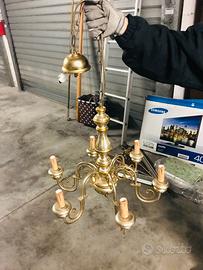 LAMPADARIO ORO IN LEGNO E OTTONE