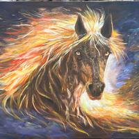 Quadro cavallo con criniera di fuoco